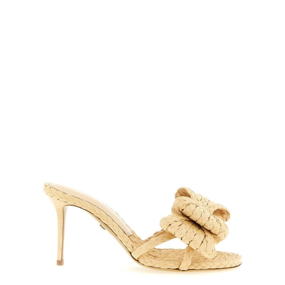 MACH & MACH Beige Raffia Stiletto Heel Women's Sandals